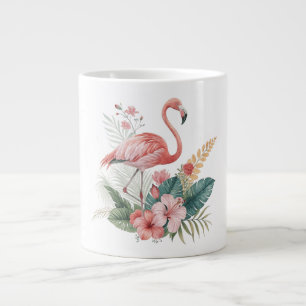 Flamingo mit Blumen Jumbo-Tasse