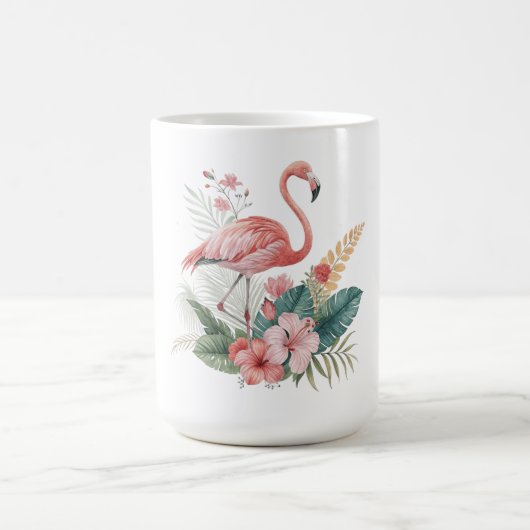 Flamingo mit Blumen Kaffeetasse (Mittel)