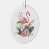 Flamingo mit Blumen Keramik Ornament (Rechts)