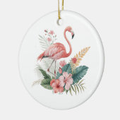 Flamingo mit Blumen Keramik Ornament (Links)