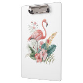 Flamingo mit Blumen Klemmbrett (Links)