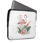 Flamingo mit Blumen Laptopschutzhülle (Vorne Rechts)