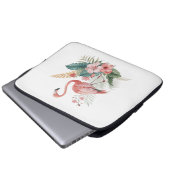 Flamingo mit Blumen Laptopschutzhülle (Vorne Knopf)