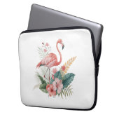 Flamingo mit Blumen Laptopschutzhülle (Vorderseite Links)