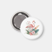 Flamingo mit Blumen Magnet (Vorderseite/Rückseite)