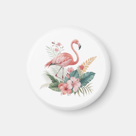 Flamingo mit Blumen Magnet (Vorne)