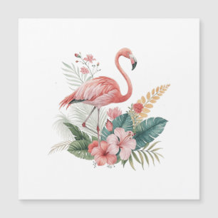 Flamingo mit Blumen Magnetkarte