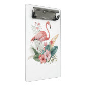 Flamingo mit Blumen Mini Klemmbrett (Schrägansicht)