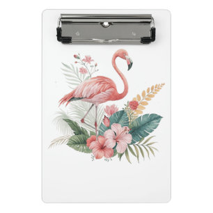 Flamingo mit Blumen Mini Klemmbrett