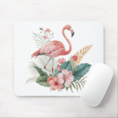 Flamingo mit Blumen Mousepad (Mit Mouse)