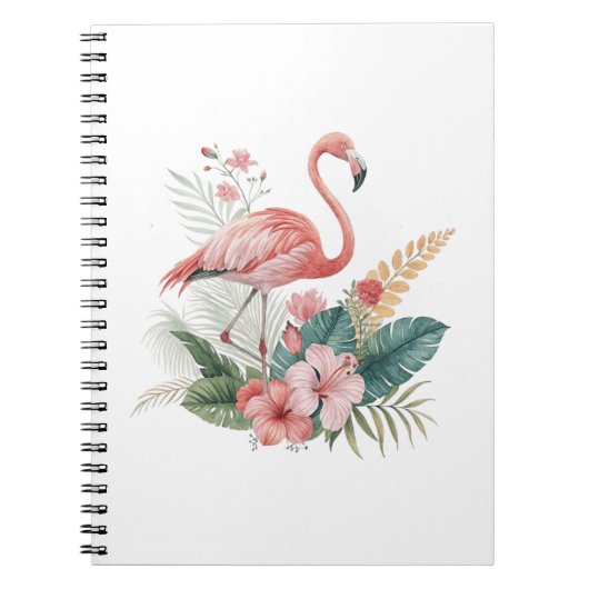 Flamingo mit Blumen Notizblock (Vorderseite)