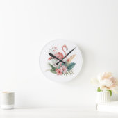 Flamingo mit Blumen Runde Wanduhr (Zuhause)