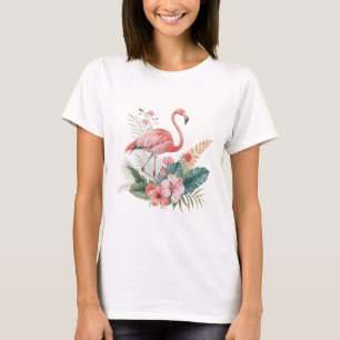 Flamingo mit Blumen T-Shirt