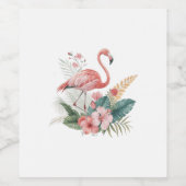 Flamingo mit Blumen Weinetikett (Einzelnes Label)