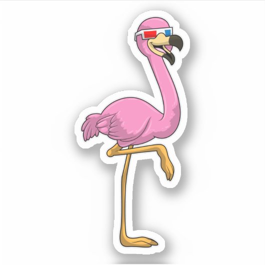 Flamingo mit Brille Aufkleber (Vorderseite)