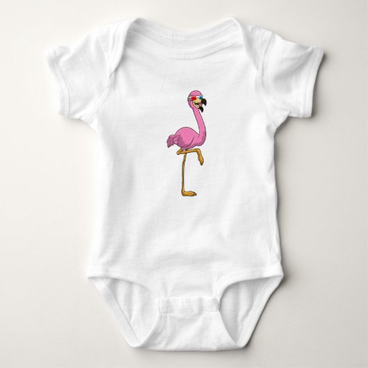 Flamingo mit Brille Baby Strampler (Vorderseite)