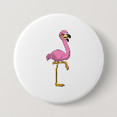 Flamingo mit Brille Button (Vorderseite)