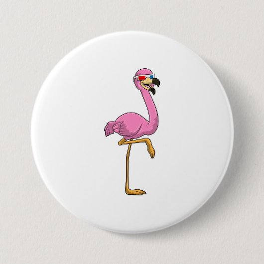 Flamingo mit Brille Button (Vorderseite)