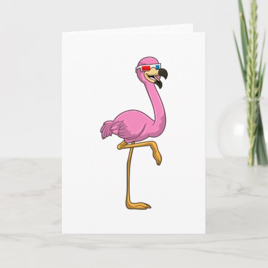 Flamingo mit Brille Karte (Vorderseite)