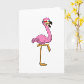 Flamingo mit Brille Karte (Gelbe Blume)