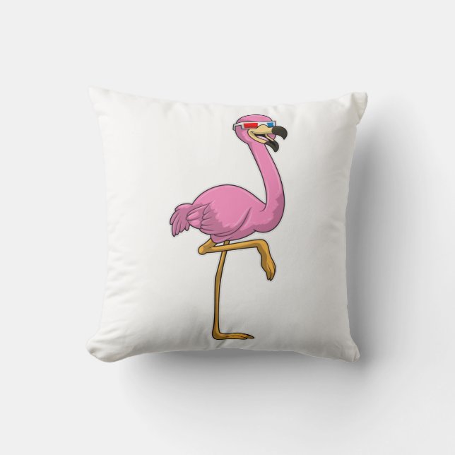 Flamingo mit Brille Kissen (Vorderseite)