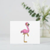 Flamingo mit Brille Postkarte (Stehend Vorderseite)