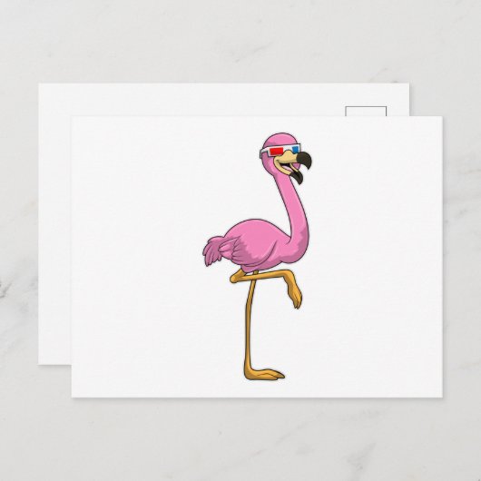 Flamingo mit Brille Postkarte (Vorne/Hinten)