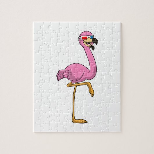 Flamingo mit Brille Puzzle (Vertikal)