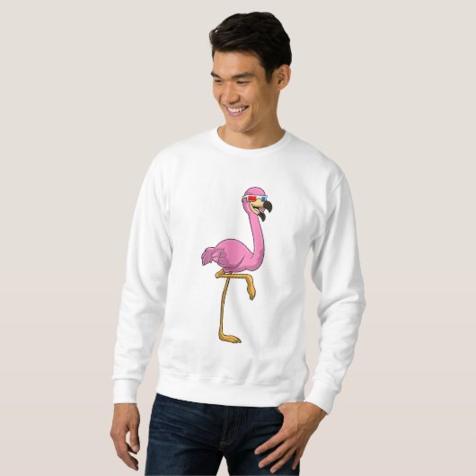 Flamingo mit Brille Sweatshirt (Vorne ganz)