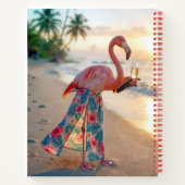 Flamingo mit Champagner auf einem Strand Notizblock (Rückseite)