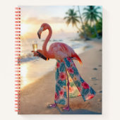 Flamingo mit Champagner auf einem Strand Notizblock (Vorderseite)
