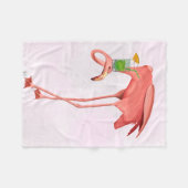 Flamingo mit Cocktail Fleecedecke (Vorderseite (Horizontal))