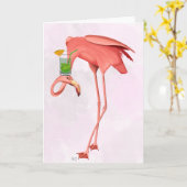 Flamingo mit Cocktail Karte (Gelbe Blume)