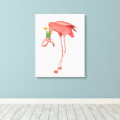 Flamingo mit Cocktail Leinwanddruck (Insitu (Holzboden))
