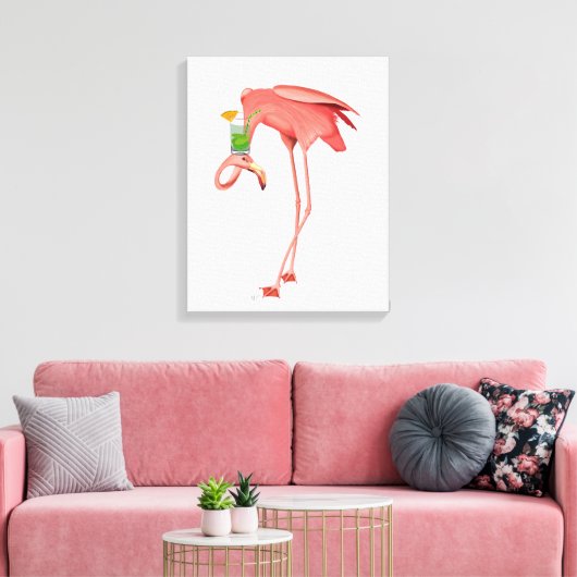 Flamingo mit Cocktail Leinwanddruck (Insitu (Wohnzimmer))