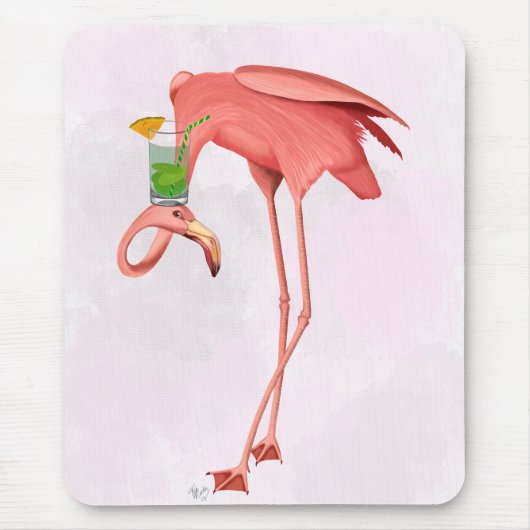 Flamingo mit Cocktail Mousepad (Vorne)