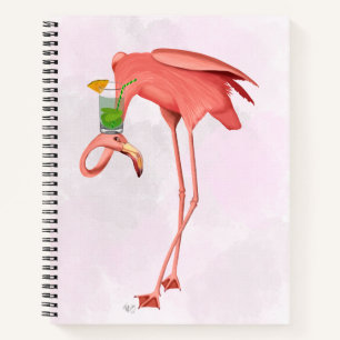 Flamingo mit Cocktail Notizblock