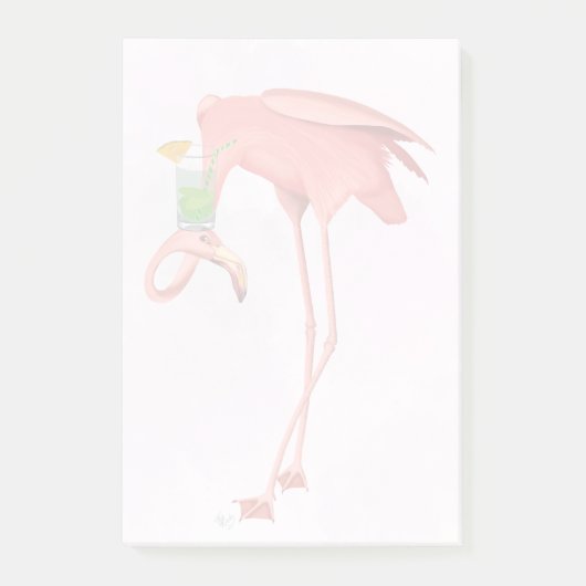 Flamingo mit Cocktail Post-it Klebezettel (Vorderseite)