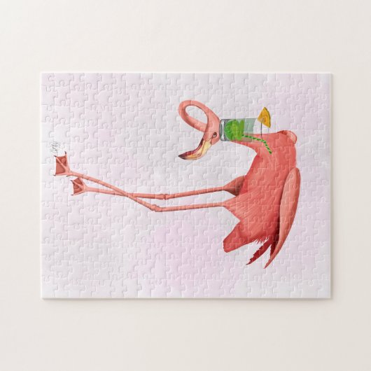 Flamingo mit Cocktail Puzzle (Horizontal)