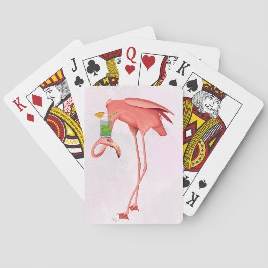 Flamingo mit Cocktail Spielkarten (Rückseite)