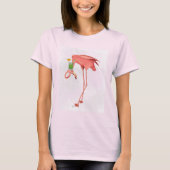 Flamingo mit Cocktail T-Shirt (Vorderseite)