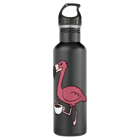 Flamingo mit Coffee Funny Coffee Drink Flamingo Edelstahlflasche (Vorderseite)