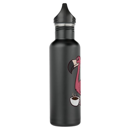 Flamingo mit Coffee Funny Coffee Drink Flamingo Edelstahlflasche (Links)