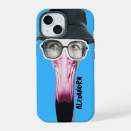 Flamingo mit cooler Brille, einzigartiges Tier iPhone 15 Hülle
