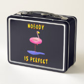 Flamingo mit echtem Schwimmring, lustig Metall Brotdose (Rückseite)