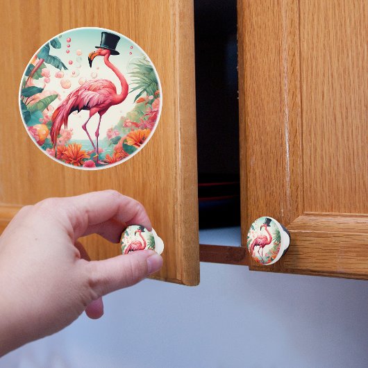Flamingo mit einem Top Hat Keramikknauf