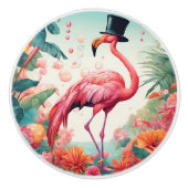 Flamingo mit einem Top Hat Keramikknauf (Vorderseite)