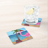 Flamingo mit einer Touch des Paradieses Rechteckiger Pappuntersetzer (Vor Ort)