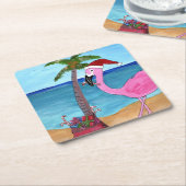 Flamingo mit einer Touch des Paradieses Rechteckiger Pappuntersetzer (angewinkelt)