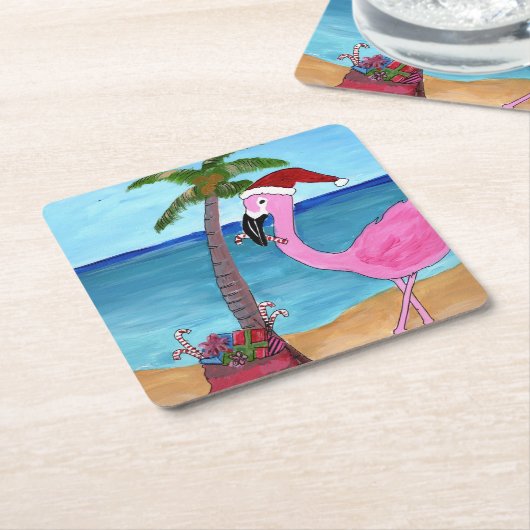 Flamingo mit einer Touch des Paradieses Rechteckiger Pappuntersetzer (angewinkelt)